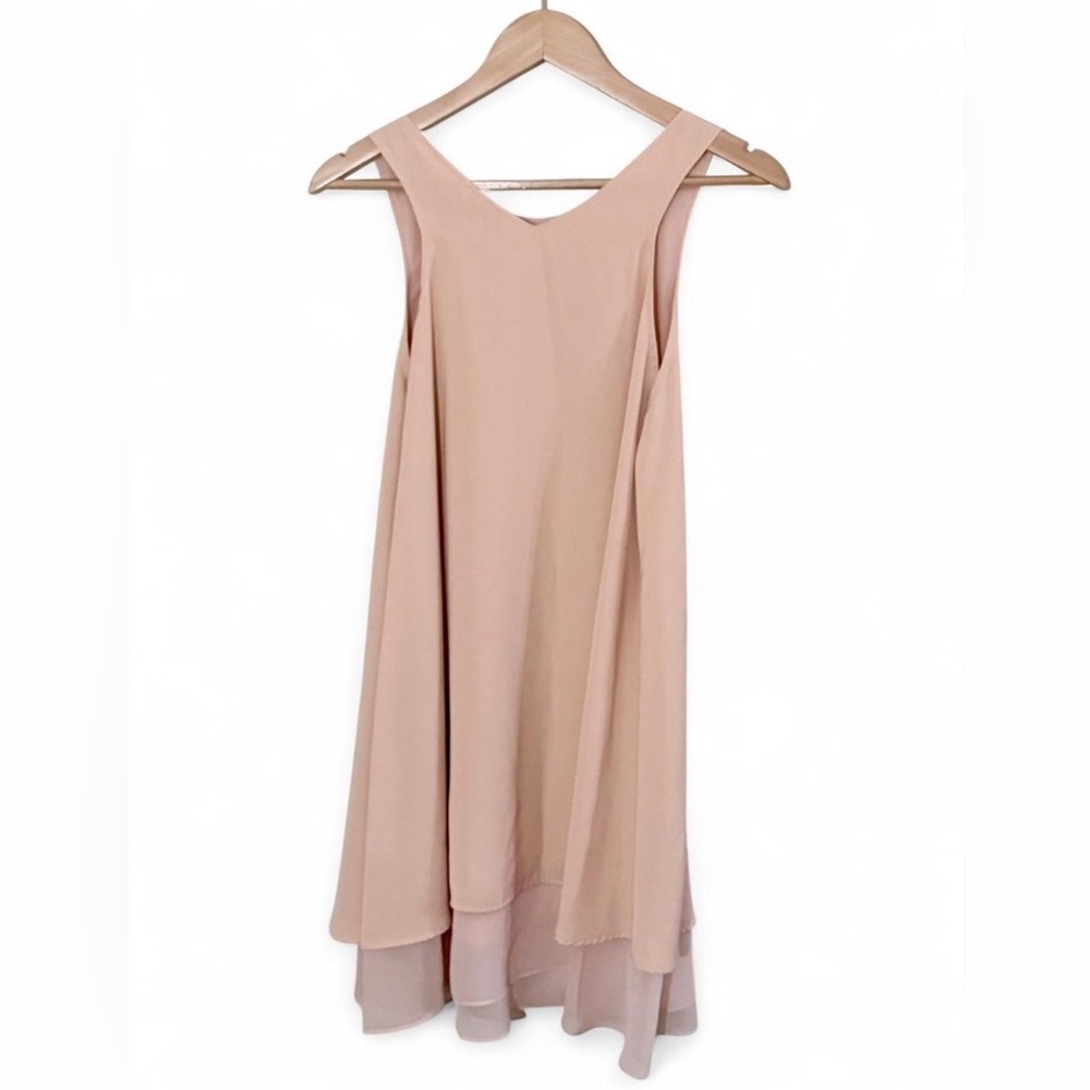 Women’s Pale Blush Pink Chiffon Dress EUC - Picture 2 of 3